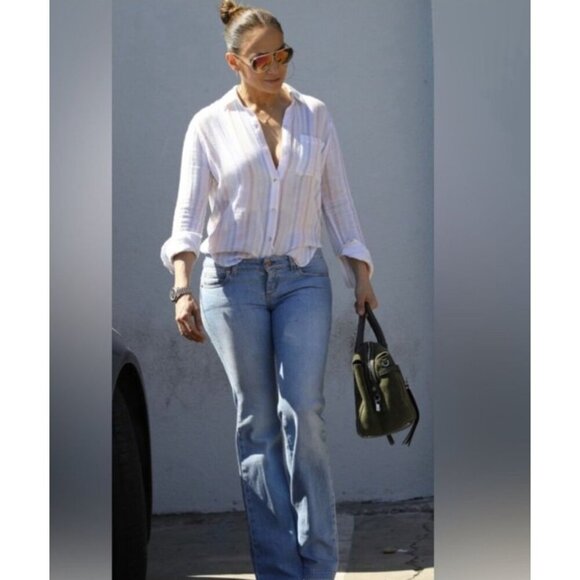 Rails Ellis Aurora Shirt Medium Gauze Pastel Stripe Button Long Sleeve Cotton - Picture 2 of 10